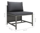 vidaXL 3-Seater Garden Sofa with Cushions Grey Poly Rattan