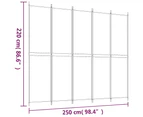 vidaXL 5-Panel Room Divider White 250x220 cm Fabric