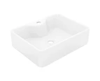 Ceramic Bathroom Sink Basin with Faucet Hole White Square