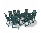 vidaXL 11 Piece Outdoor Dining Set Plastic Green