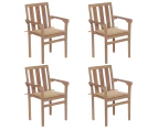 vidaXL Stackable Garden Chairs with Cushions 4 pcs Solid Teak Wood