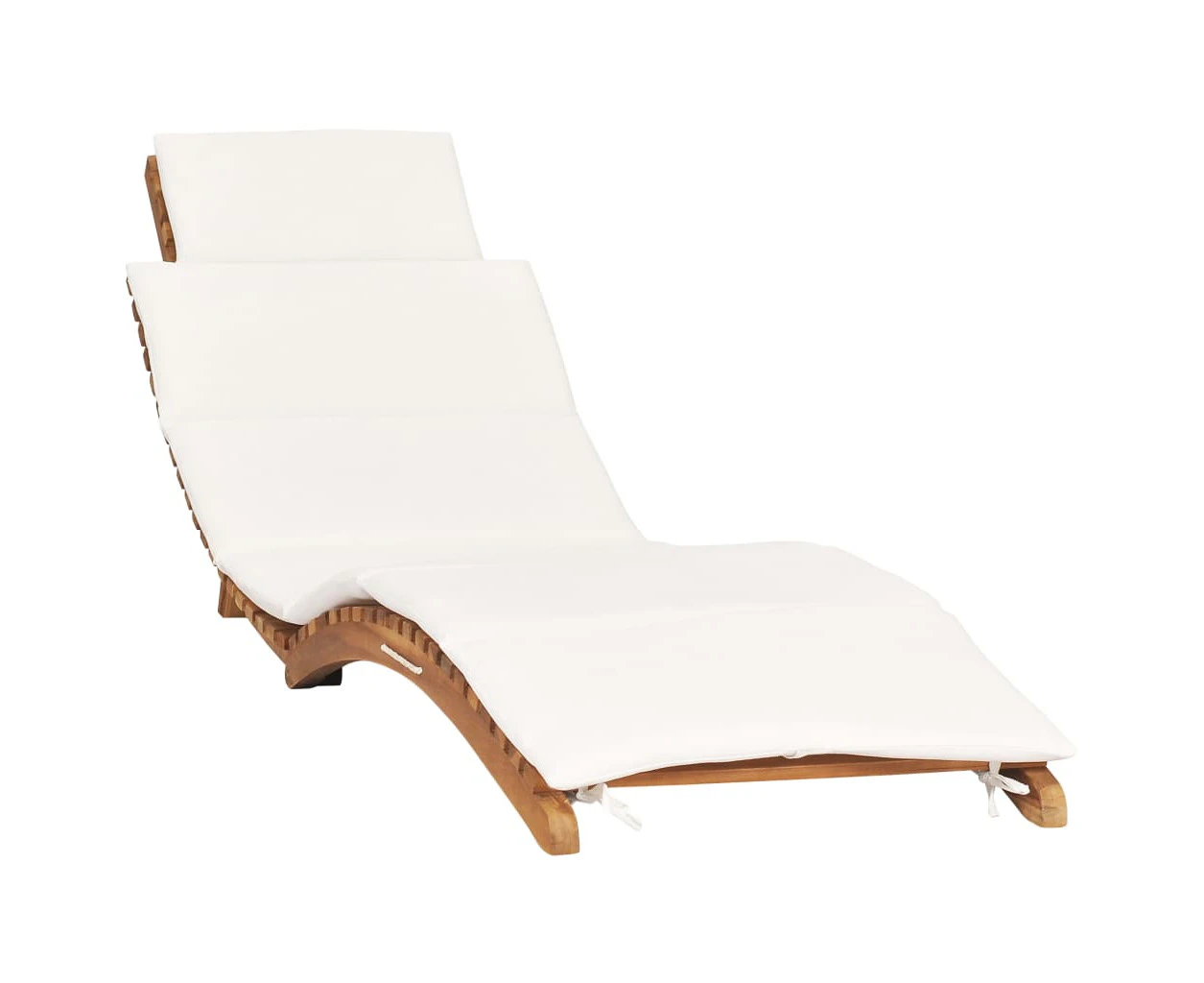 vidaXL Folding Sun Lounger with Cream White Cushion Solid Teak Wood