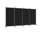 vidaXL 4-Panel Room Divider Black 346x180 cm Fabric