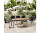 vidaXL Garden Table with Wooden Top Grey Poly Rattan&Solid Wood Acacia