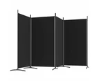 vidaXL 4-Panel Room Divider Black 346x180 cm Fabric