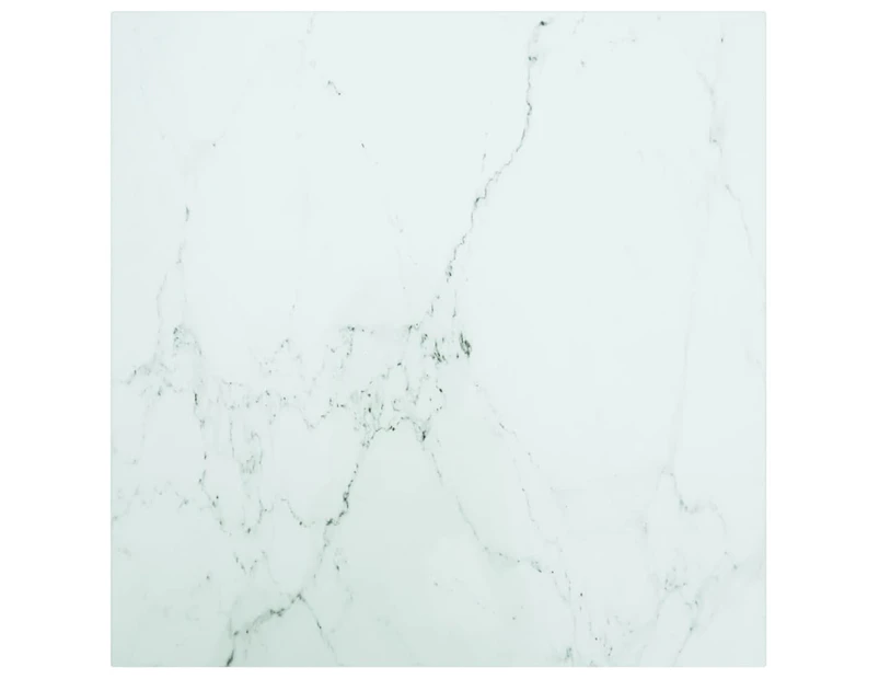 vidaXL Table Top White 60x60 cm 6 mm Tempered Glass with Marble Design