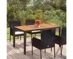vidaXL Garden Table with Wooden Top Black 150x90x75 cm Poly Rattan