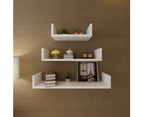 3 White MDF U-shaped Floating Wall Display Shelves Book/DVD Storage