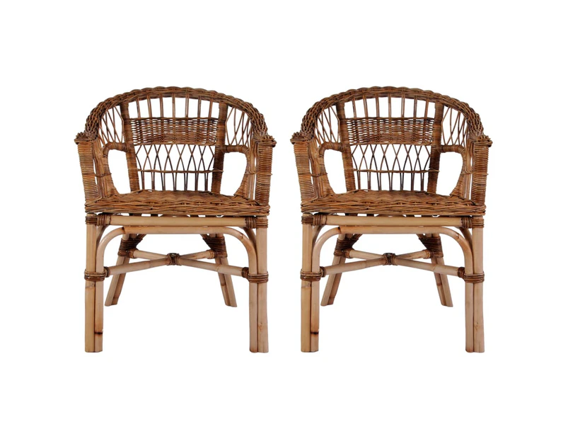 vidaXL Outdoor Chairs 2 pcs Natural Rattan Brown