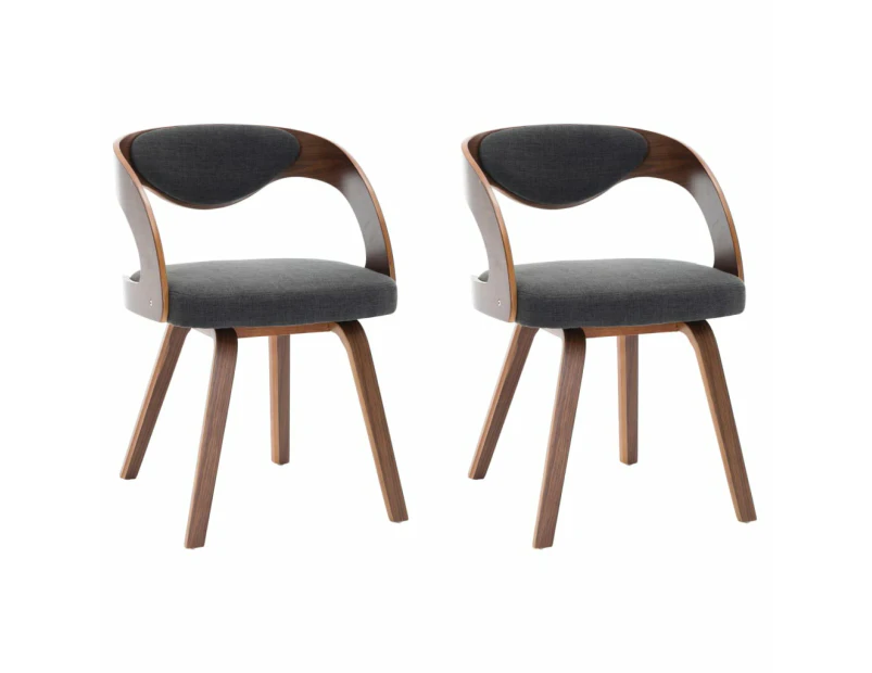 vidaXL Dining Chairs 2 pcs Dark Grey Bent Wood and Fabric