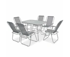 vidaXL 8 Piece Outdoor Dining Set Steel and Textilene Grey