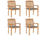 vidaXL Stacking Garden Chairs with Cushions 4 pcs Solid Teak Wood