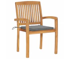 vidaXL Stacking Garden Chairs with Cushions 4 pcs Solid Teak Wood