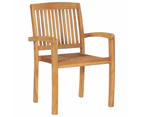 vidaXL Stacking Garden Chairs with Cushions 4 pcs Solid Teak Wood