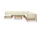 vidaXL 9 Piece Garden Lounge Set with Cream White Cushions Bamboo