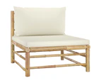 vidaXL 9 Piece Garden Lounge Set with Cream White Cushions Bamboo