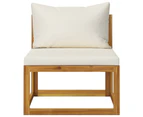 2 Piece Sofa Set with Cream White Cushions Solid Acacia Wood