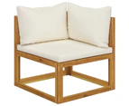 2 Piece Sofa Set with Cream White Cushions Solid Acacia Wood