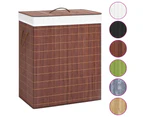 vidaXL Bamboo Laundry Basket with 2 Sections Brown 100 L