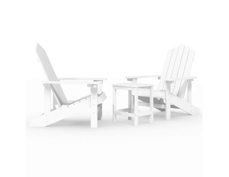 Garden Adirondack Chairs with Table HDPE White