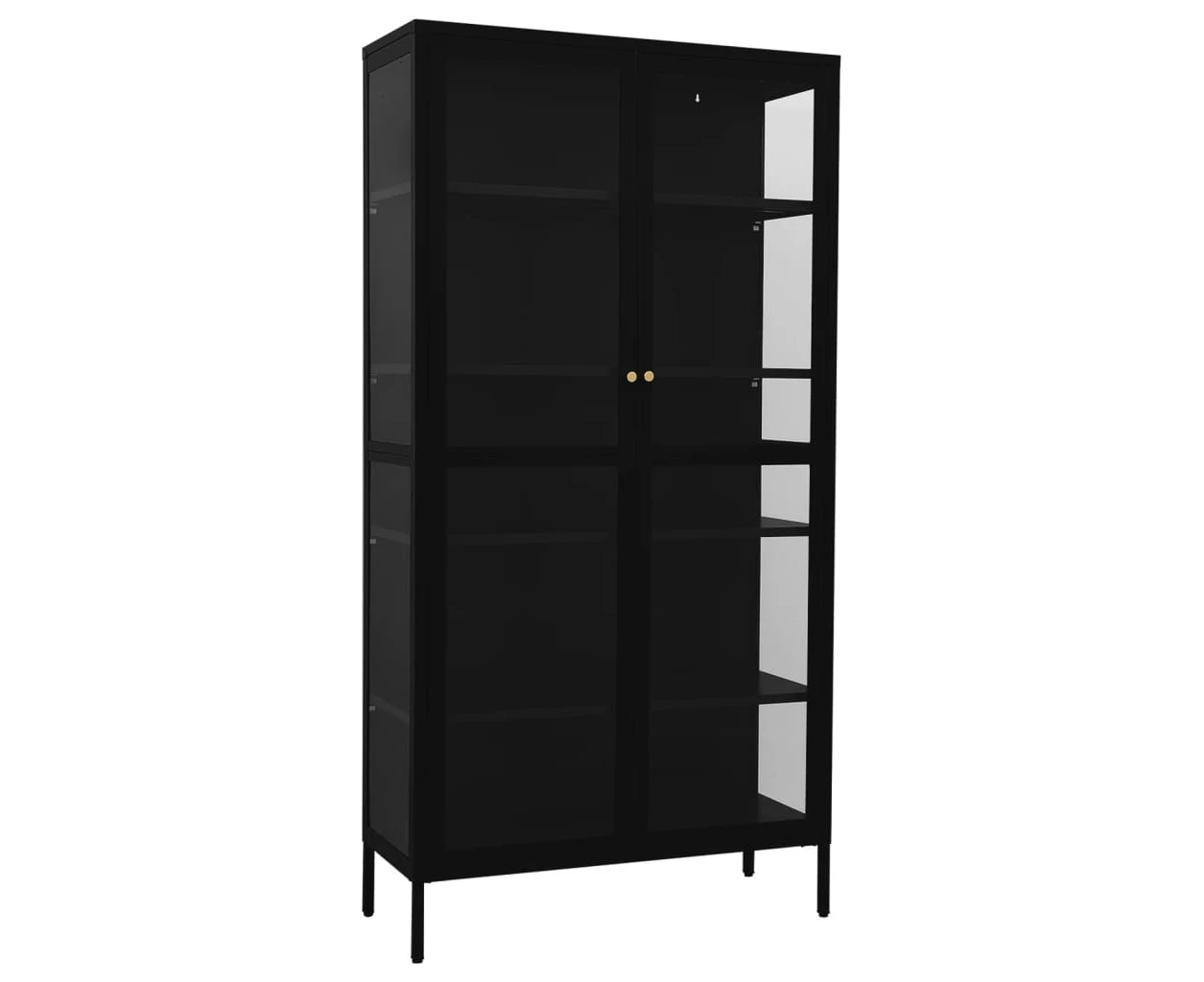 vidaXL Display Cabinet Black 90x40x180 cm Steel and Tempered Glass