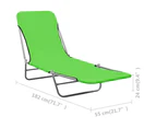 vidaXL Folding Sun Loungers 2 pcs Steel and Fabric Green