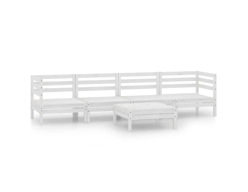 vidaXL 5 Piece Garden Lounge Set White Solid Pinewood