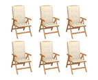 vidaXL Reclining Garden Chairs with Cushions 6 pcs Solid Teak Wood