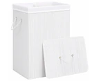 vidaXL Bamboo Laundry Basket with 2 Sections White 72 L