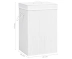 vidaXL Bamboo Laundry Basket with 2 Sections White 72 L