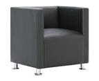 Cube Armchair Grey Faux Leather