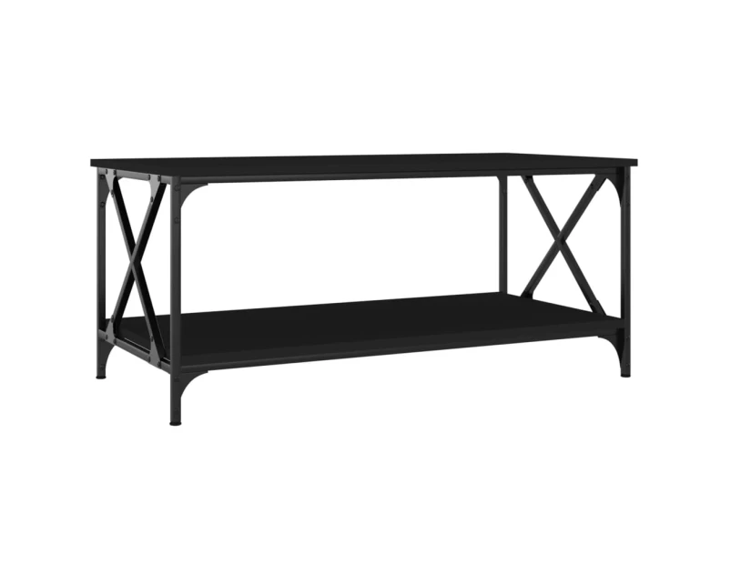 vidaXL Coffee Table Black 100x50x45 cm Engineered Wood and Iron