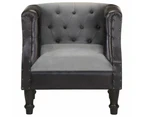 Tub Chair Black Real Leather and Solid Mango Wood