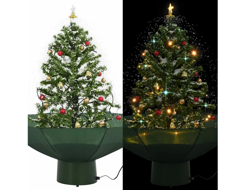 Snowing Christmas Tree with Umbrella Base Green 75 cm