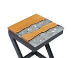 vidaXL Coffee Table 30x30x50 cm Solid Teak Wood and Polyresin