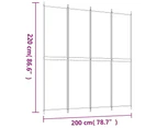 vidaXL 4-Panel Room Divider White 200x220 cm Fabric