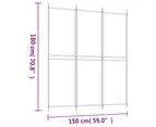 vidaXL 3-Panel Room Divider White 150x180 cm Fabric