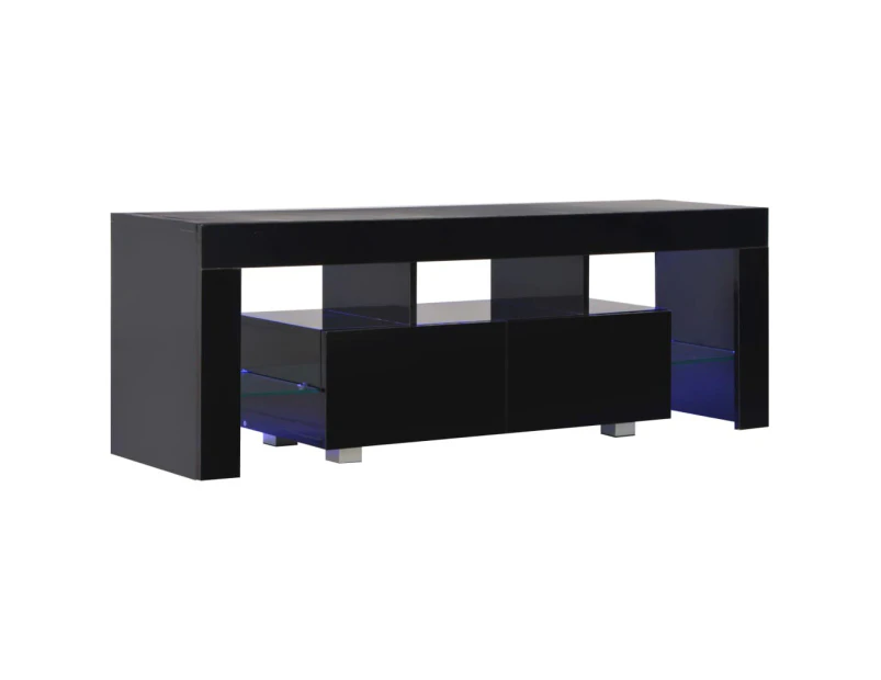 TV Stands & Entertainment Units Tv Cabinet With Led Lights High Gloss Black 130X35x45 Cm