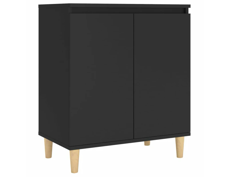 vidaXL Sideboard with Solid Wood Legs Black 60x35x70 cm Engineered Wood