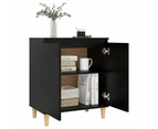 vidaXL Sideboard with Solid Wood Legs Black 60x35x70 cm Engineered Wood