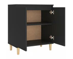 vidaXL Sideboard with Solid Wood Legs Black 60x35x70 cm Engineered Wood