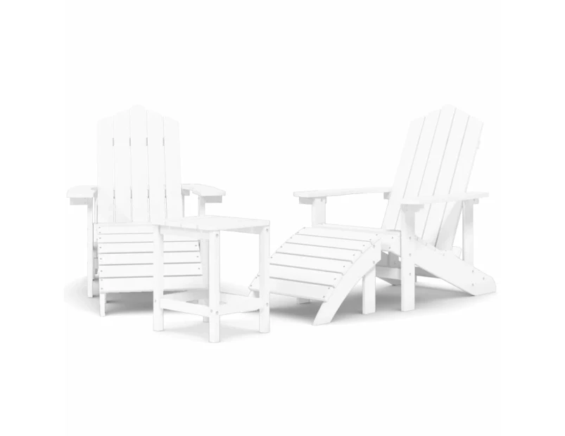 Garden Adirondack Chairs with Footstool & Table HDPE White