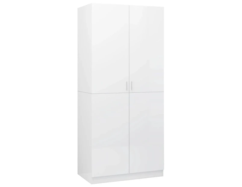 vidaXL Wardrobe High Gloss White 80x52x180 cm Engineered Wood