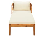 Sun Lounger with Cream White Cushions Solid Acacia Wood