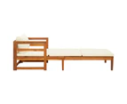 Sun Lounger with Cream White Cushions Solid Acacia Wood