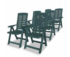 vidaXL Reclining Garden Chairs 6 pcs Plastic Green