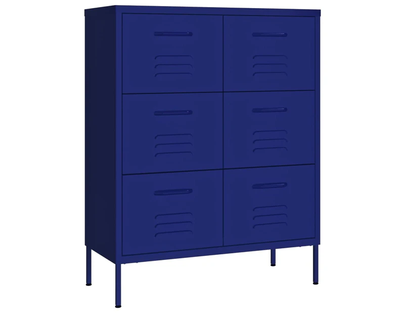 vidaXL Drawer Cabinet Navy Blue 80x35x101.5 cm Steel