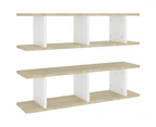 vidaXL Wall Shelves 2 pcs White and Sonoma Oak 75x18x20 cm Engineered Wood