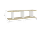 vidaXL Wall Shelves 2 pcs White and Sonoma Oak 75x18x20 cm Engineered Wood