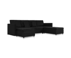 vidaXL 4-Seater Pull-out Sofa Bed Fabric Black